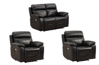 Renato Genuine Leather Black Electric Power Recliner 2+1+1 Seater Sofa Set
