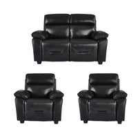 Rivello Genuine Leather Black 2+1+1 Seater Sofa Set