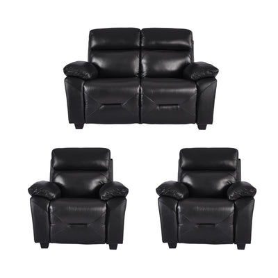 Rivello Genuine Leather Black 2+1+1 Seater Sofa Set