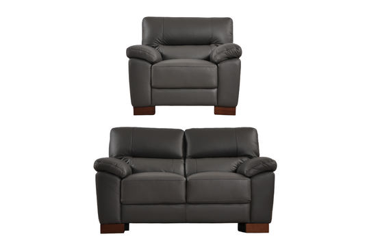 Dalmore Genuine Leather Grey 2+1 Seater Sofa Set