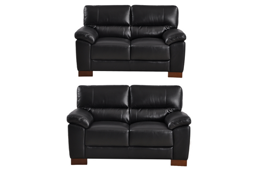Dalmore Genuine Leather Black 2+2 Seater Sofa Set