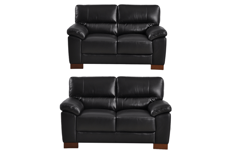 Dalmore Genuine Leather Black 2+2 Seater Sofa Set - Furniture Instore