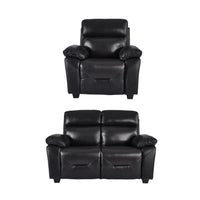 Rivello Genuine Leather Black 2+1 Seater Sofa Set