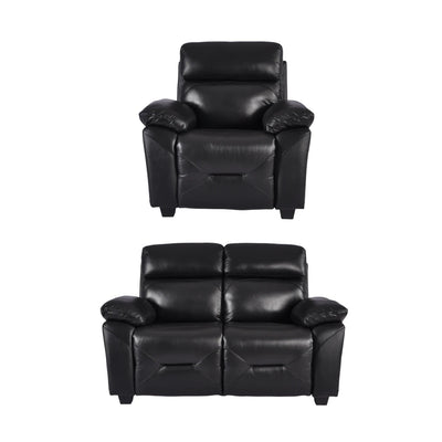 Rivello Genuine Leather Black 2+1 Seater Sofa Set