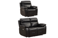 Renato Genuine Leather Black Electric Power Recliner 2+1 Seater Sofa Set