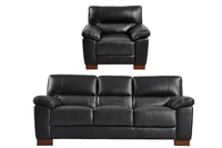 Dalmore Genuine Leather Black 3+1 Seater Sofa Set