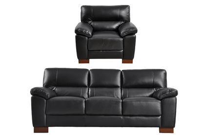 Dalmore Genuine Leather Black 3+1 Seater Sofa Set - Furniture Instore