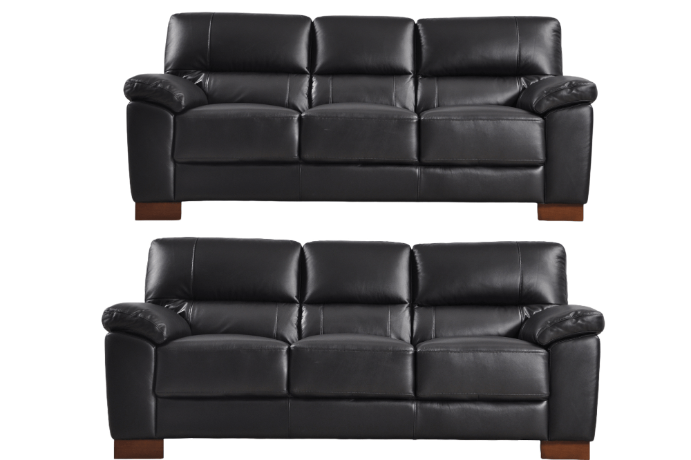Dalmore Genuine Leather Black 3+3 Seater Sofa Set - Furniture Instore