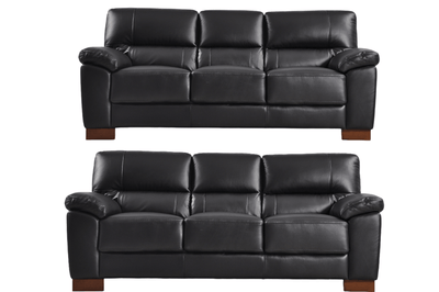 Dalmore Genuine Leather Black 3+3 Seater Sofa Set