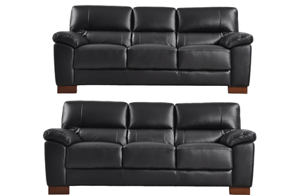 Dalmore Genuine Leather Black 3+3 Seater Sofa Set - Furniture Instore