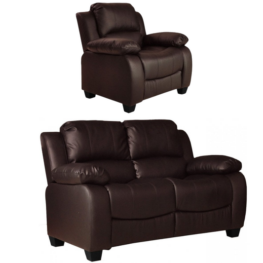 Valerie Brown Leather Modern 2+1 Seater Sofa Set
