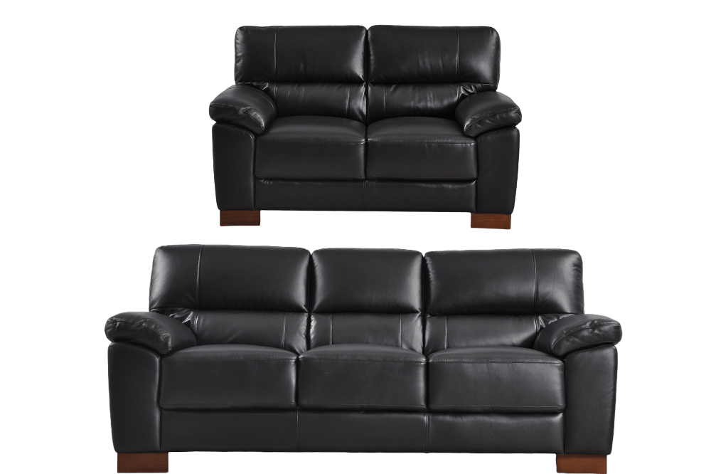Dalmore Genuine Leather Black 3+2 Seater Sofa Set - Furniture Instore