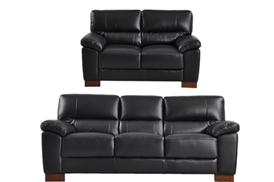 Dalmore Genuine Leather Black 3+2 Seater Sofa Set