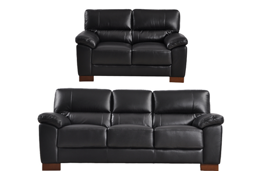 Dalmore Genuine Leather Black 3+2 Seater Sofa Set