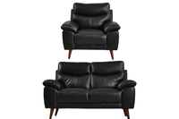 Vantage Genuine Leather Black 2+1 Seater Sofa  Set