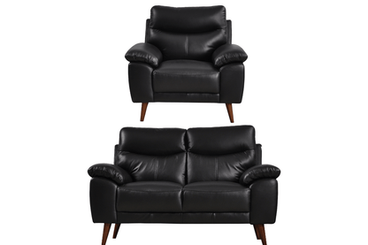 Vantage Genuine Leather Black 2+1 Seater Sofa Set - Furniture Instore