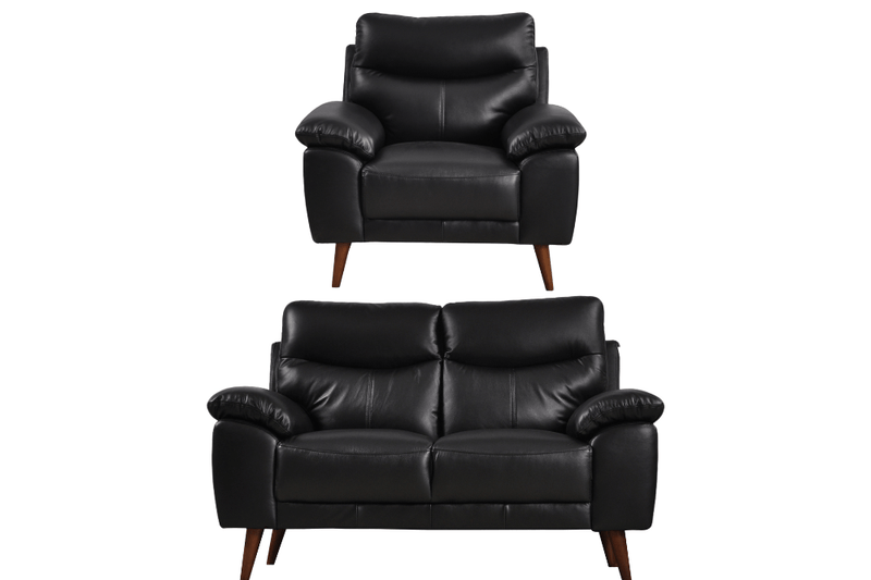 Vantage Genuine Leather Black 2+1 Seater Sofa Set - Furniture Instore