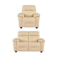 Rivello Genuine Leather Cream 2+1 Seater Sofa Set
