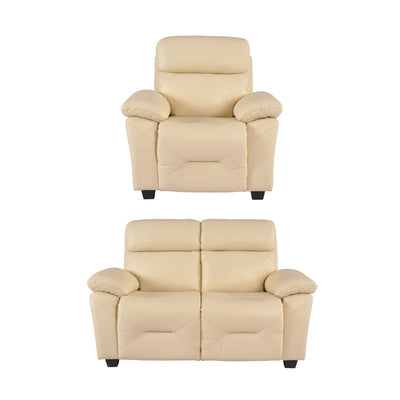 Rivello Genuine Leather Cream 2+1 Seater Sofa Set