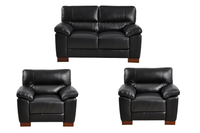Dalmore Genuine Leather Black 2+1+1 Seater Sofa Set