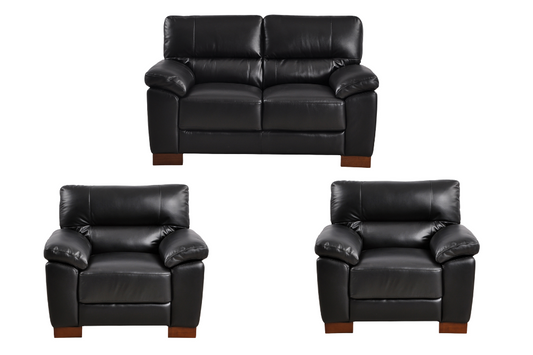 Dalmore Genuine Leather Black 2+1+1 Seater Sofa Set