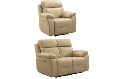Renato Genuine Leather Cream Electric Power Recliner 2+1 Seater Sofa Set