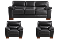 Dalmore Genuine Leather Black 3+1+1 Seater Sofa Set
