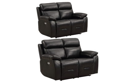Renato Genuine Leather Black Electric Power Recliner 2+2 Seater Sofa Set