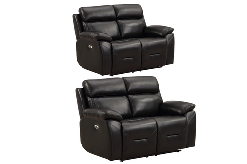 Renato Genuine Leather Black Electric Power Recliner 2+2 Seater Sofa Set