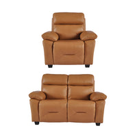 Rivello Genuine Leather Caramel 2+1 Seater Sofa Set