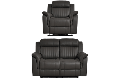 Cidliano Genuine Leather Grey Electric Power Recliner 2+1 Seater Sofa Set - Furniture Instore
