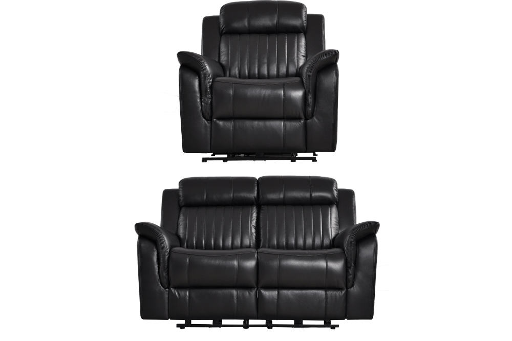 Cidliano Genuine Leather Black Electric Power Recliner 2+1 Seater Sofa Set - Furniture Instore