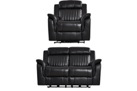 Cidliano Genuine Leather Black Electric Power Recliner 2+1 Seater Sofa Set