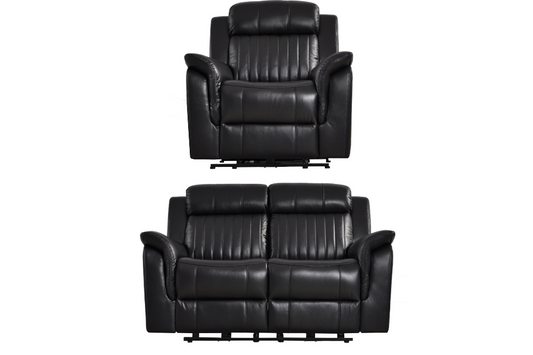 Cidliano Genuine Leather Black Electric Power Recliner 2+1 Seater Sofa Set