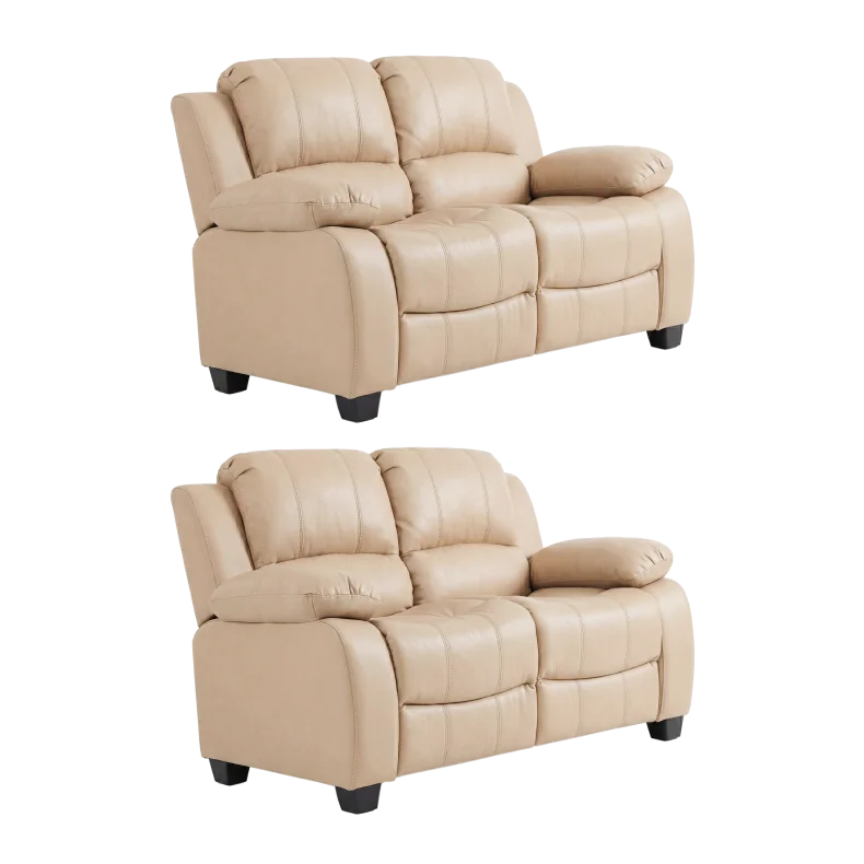 Valerie Cream Leather Modern 2+2 Seater Sofa Set