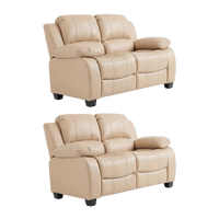 Valerie Cream Leather Modern 2+2 Seater Sofa Set