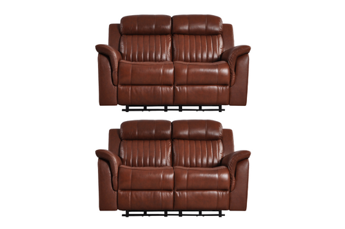 Cidliano Genuine Leather Tan Electric Power Recliner 2+2 Seater Sofa Set