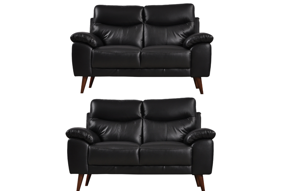 Vantage Genuine Leather Black 2+2 Seater Sofa  Set