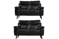 Vantage Genuine Leather Black 2+2 Seater Sofa  Set