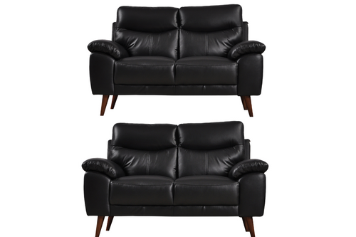 Vantage Genuine Leather Black 2+2 Seater Sofa  Set