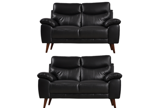 Vantage Genuine Leather Black 2+2 Seater Sofa  Set