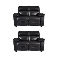 Rivello Genuine Leather Black 2+2 Seater Sofa Set