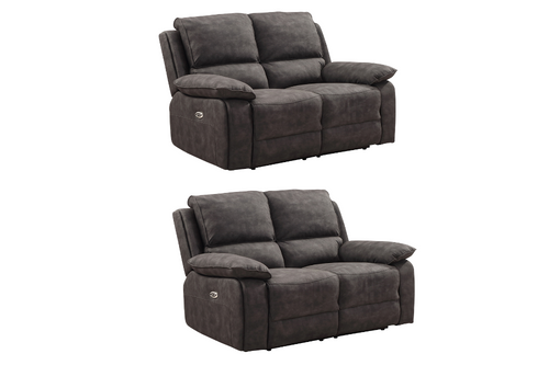 Maple Grey Suede Fabric Electric Recliner 2+2 Seater Sofa Set