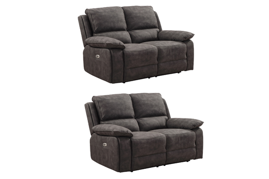 Maple Grey Suede Fabric Electric Recliner 2+2 Seater Sofa Set