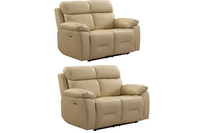 Renato Genuine Leather Cream Electric Power Recliner 2+2 Seater Sofa Set