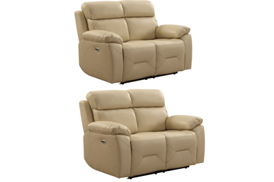 Renato Genuine Leather Cream Electric Power Recliner 2+2 Seater Sofa Set