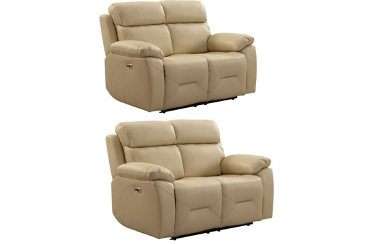 Renato Genuine Leather Cream Electric Power Recliner 2+2 Seater Sofa Set