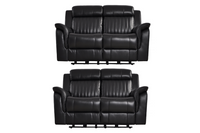 Cidliano Genuine Leather Black Electric Power Recliner 2+2 Seater Sofa  Set