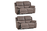 Maple Brown Suede Fabric Electric Recliner 2+2 Seater Sofa Set