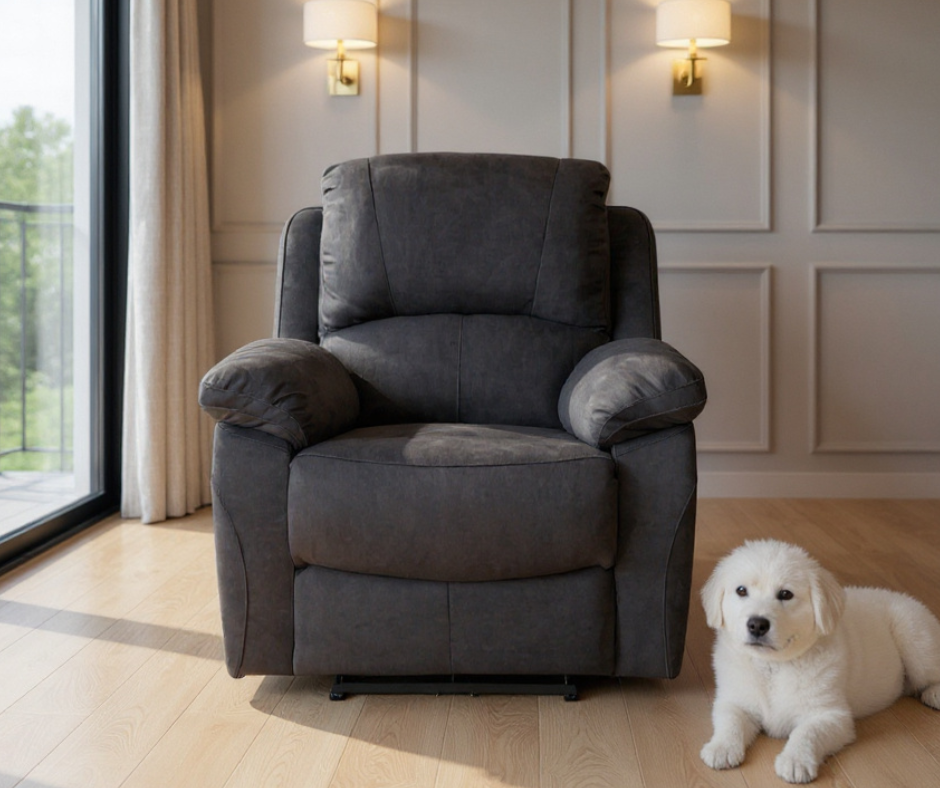 Roma Grey Fabric Electric Recliner 3+1 Seater Sofa Set